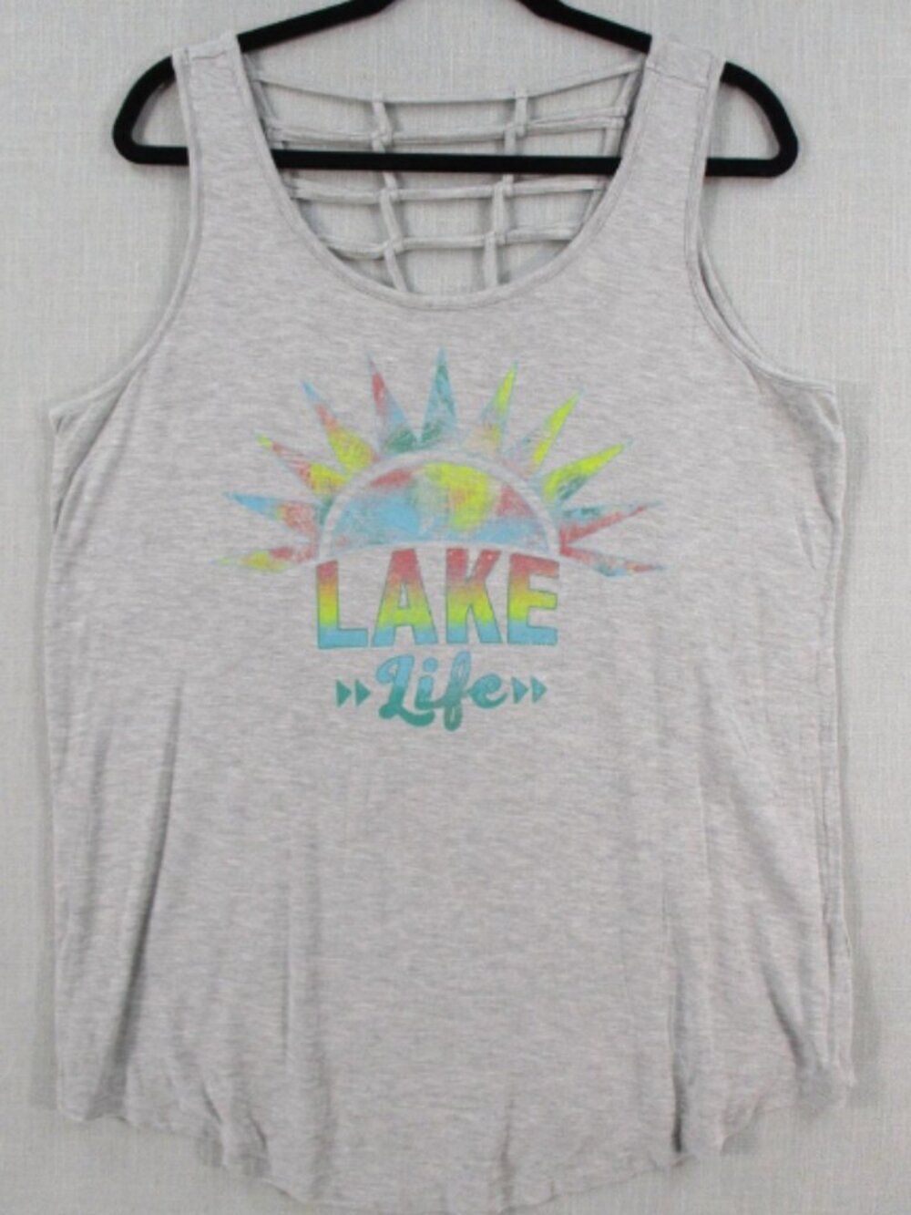 Maurices Lake Life Graphic Tank Top - Gray with Multi-Colored Graphic